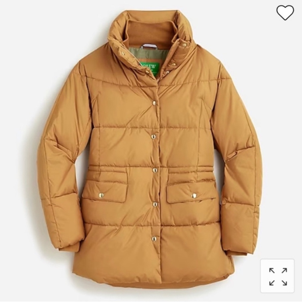 NWT J. Crew New Chateau Puffer Coat in Caramel